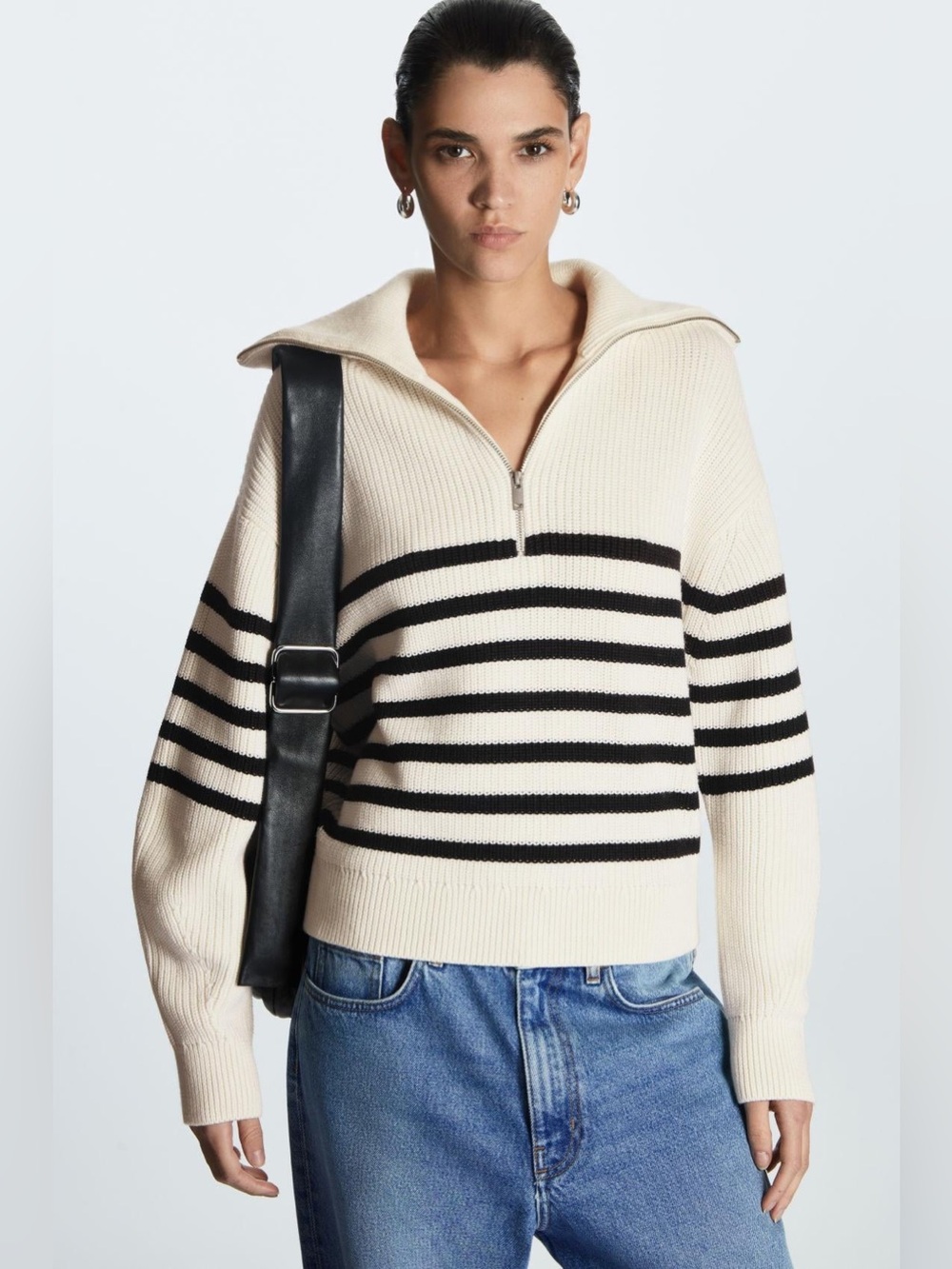 Cider Cream & Black Striped Half-Zip Pullover 2XL